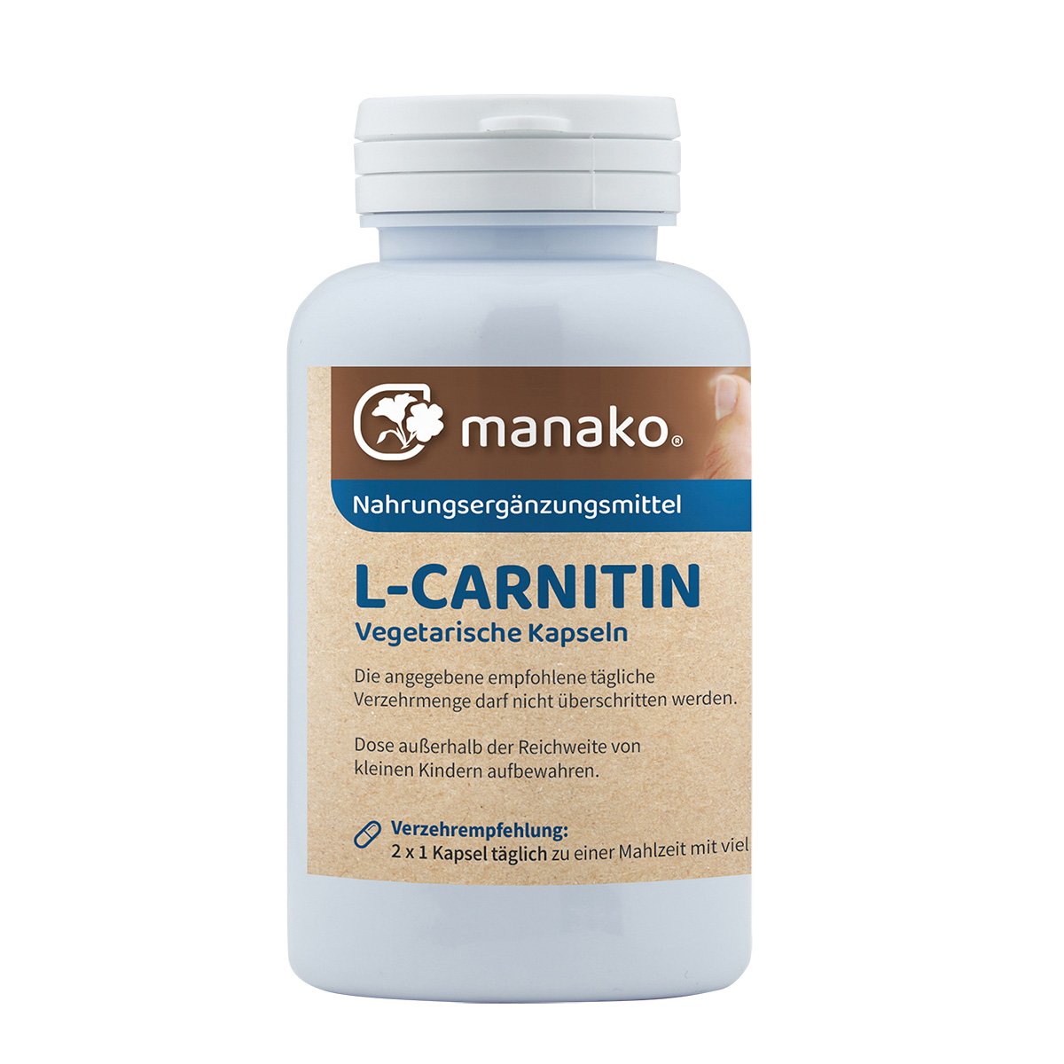 manako L-Carnitin Kapseln (Original Carnipure™), 120 Stück a 600 mg, Dose a 84 g