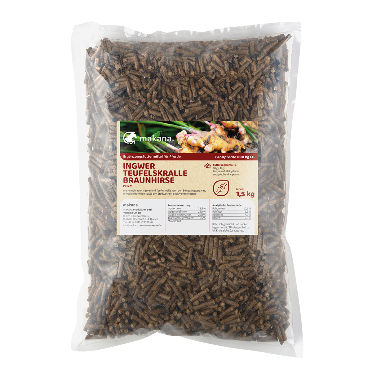 Makana Ingwer/Teufelskralle/Braunhirse-Pellets, 1,5 kg Beutel
