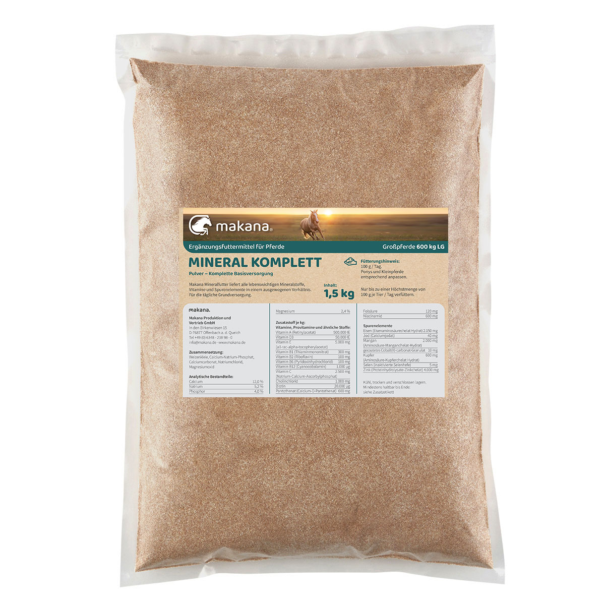 makana Mineral feed COMPLETE powder for horses, 1.5 kg bag