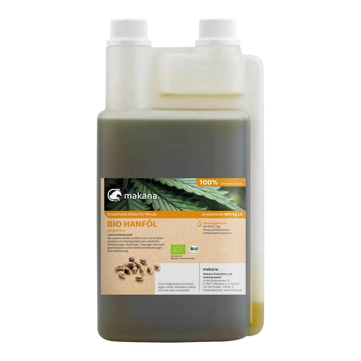 Organic hemp oil for animals, cold-pressed, 1 l